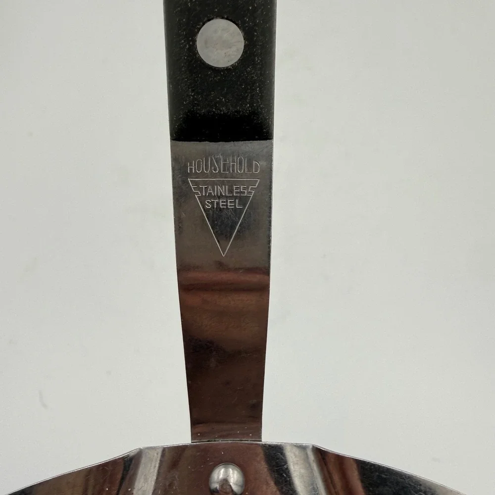 Vintage Household Stainless Steel Curved Spatula Wide Perforated Turner Japan
